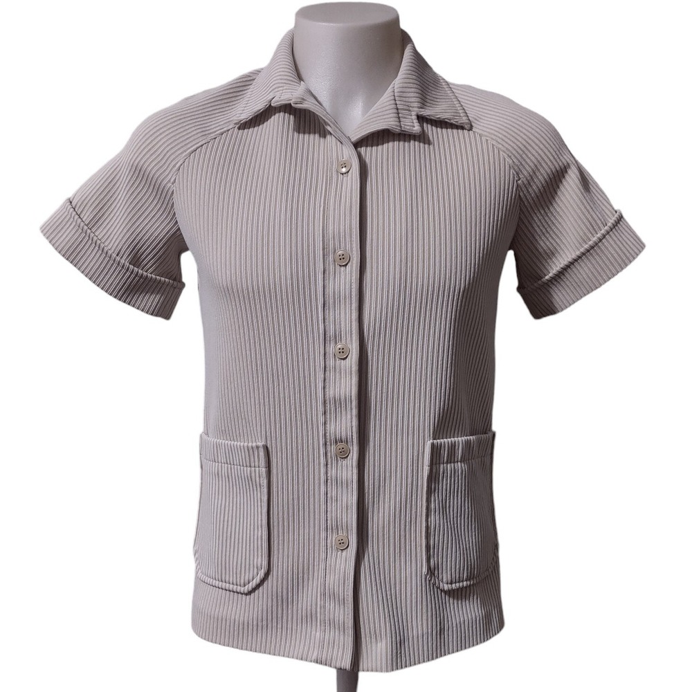 Cricket Lane Blazer Women's Size 16 Button Front Short Sleeves 2 Pockets Striped